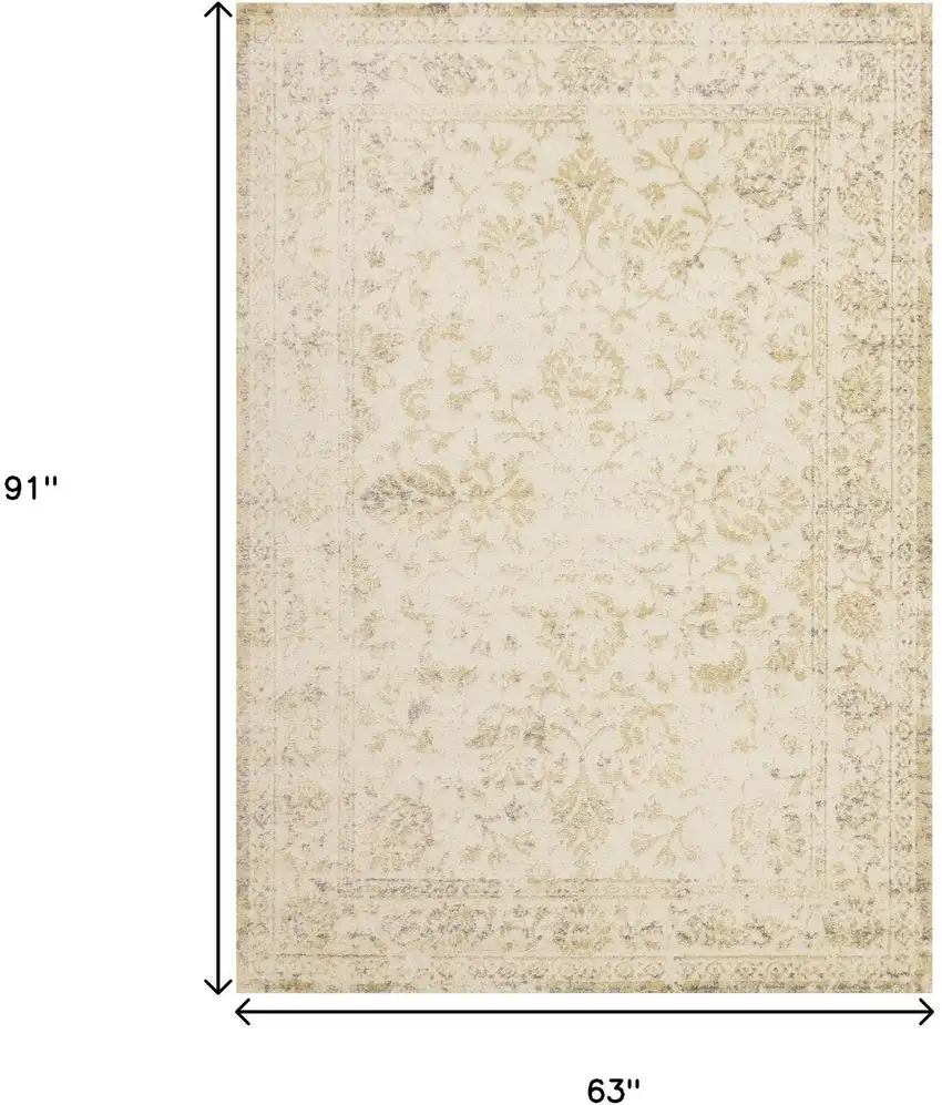 Cream And Beige Abstract Area Rug Photo 3