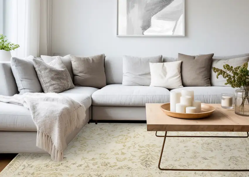 Cream And Beige Abstract Area Rug Photo 7