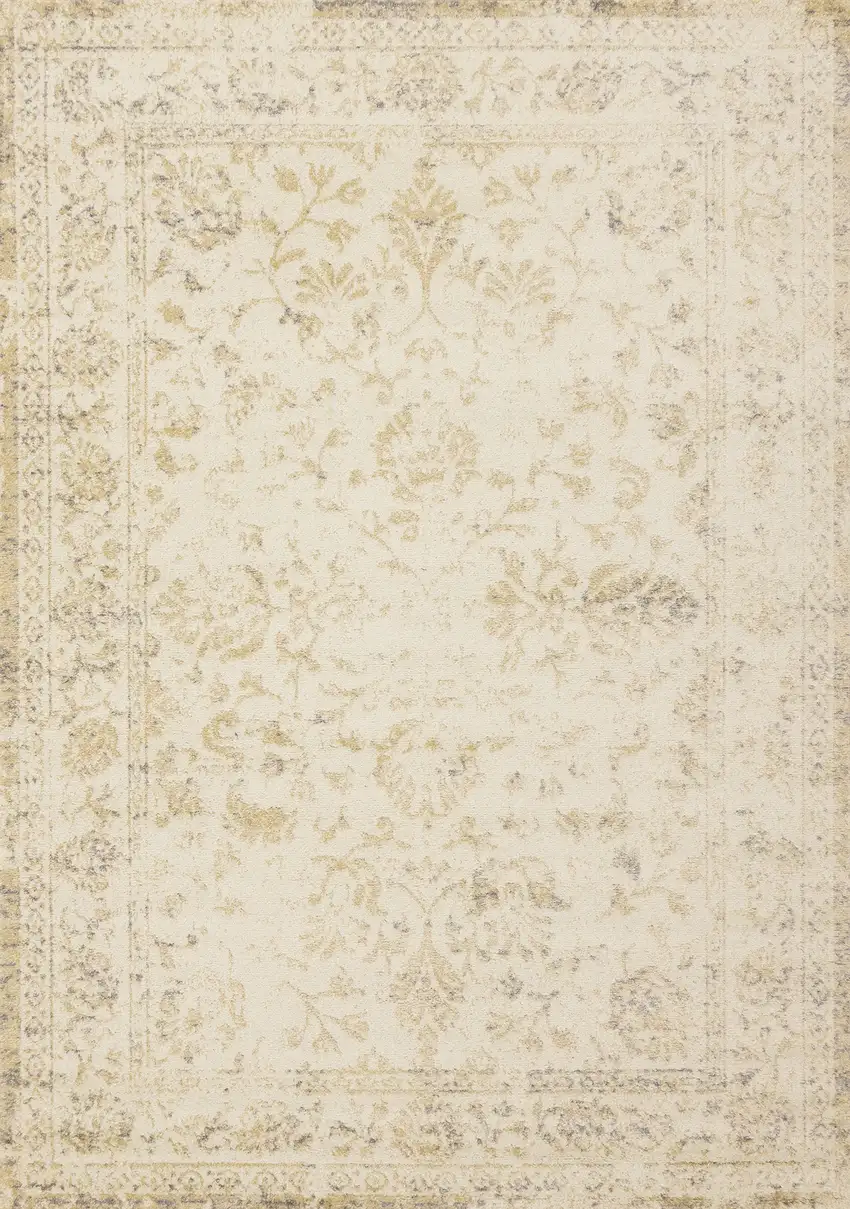 Cream And Beige Abstract Area Rug Photo 5