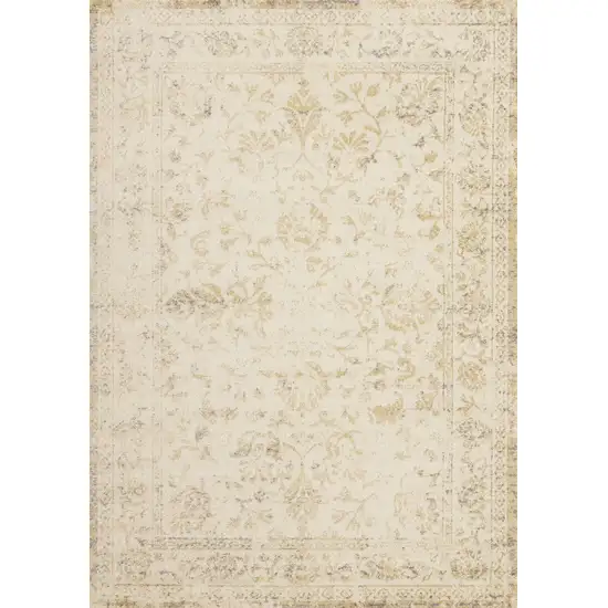 Cream And Beige Abstract Area Rug Photo 2