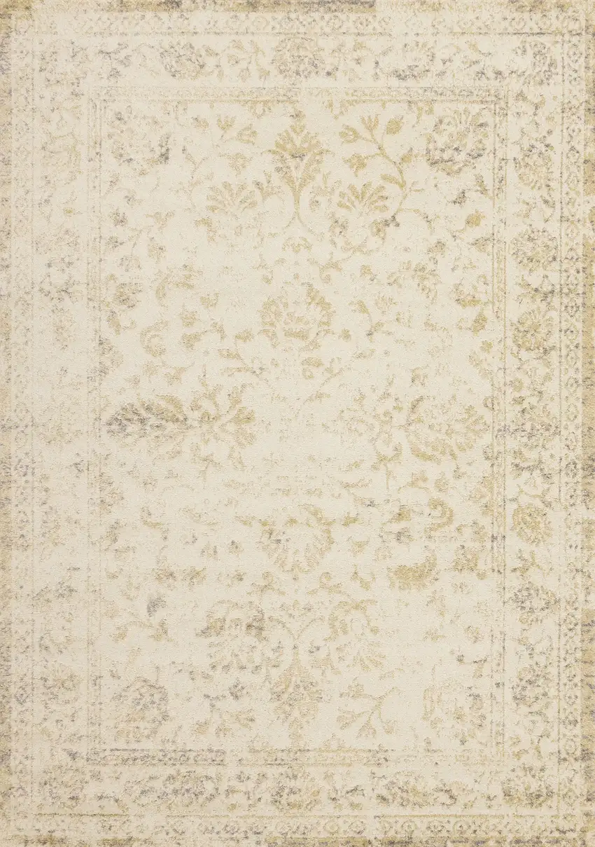 Cream And Beige Abstract Area Rug Photo 2