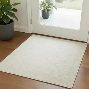 Photo of Cream And Beige Floral Square Rug