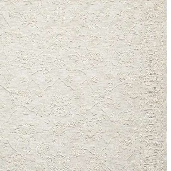 Cream And Beige Floral Square Rug Photo 4