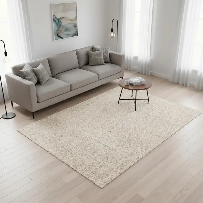 Cream And Beige Geometric Area Rug Photo 1
