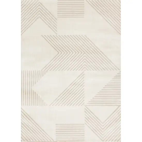 Cream And Beige Geometric Area Rug Photo 2