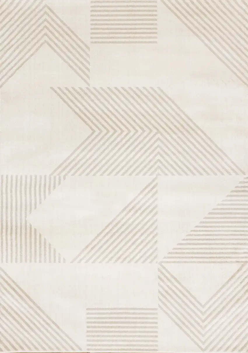 Cream And Beige Geometric Area Rug Photo 2