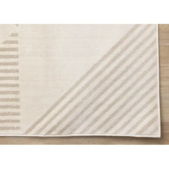 Cream And Beige Geometric Area Rug Photo 9