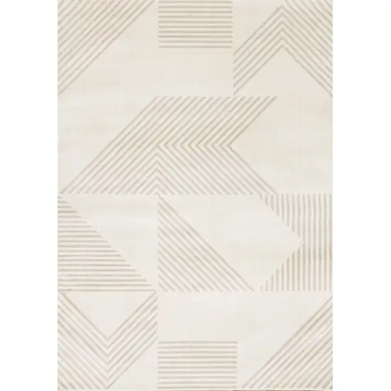 Cream And Beige Geometric Area Rug Photo 5