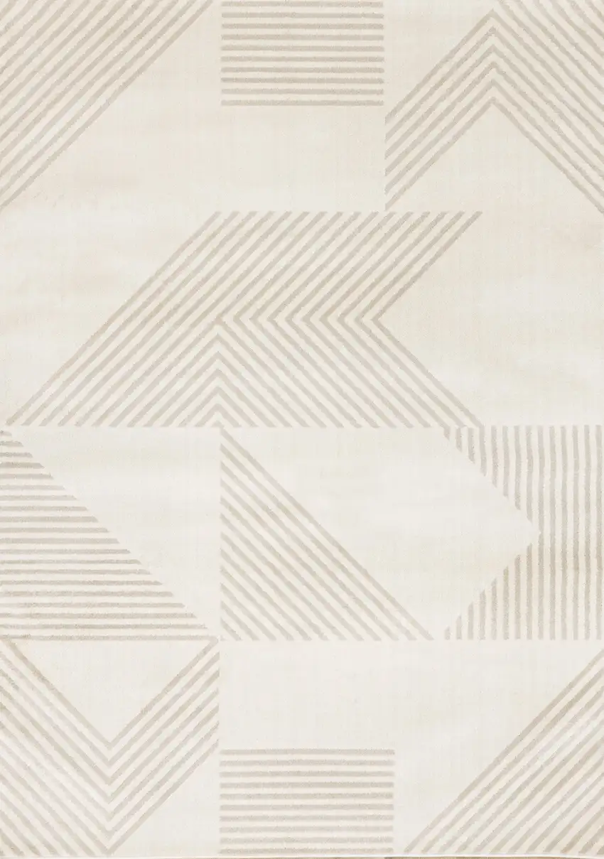 Cream And Beige Geometric Area Rug Photo 5