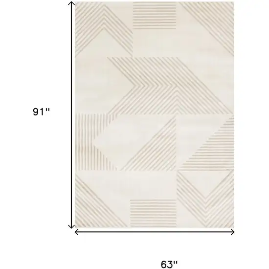 Cream And Beige Geometric Area Rug Photo 3