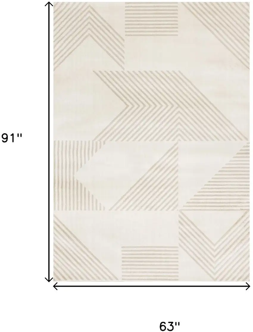 Cream And Beige Geometric Area Rug Photo 3