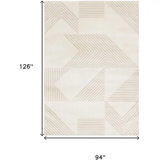 Cream And Beige Geometric Area Rug Photo 3