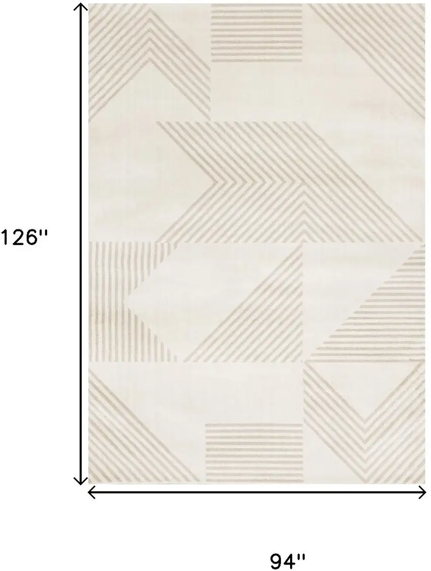 Cream And Beige Geometric Area Rug Photo 3