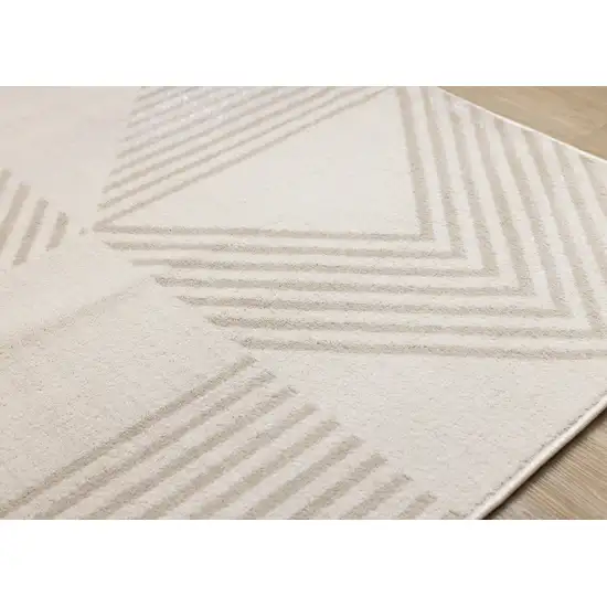 Cream And Beige Geometric Area Rug Photo 8