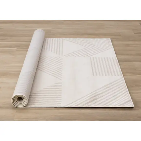 Cream And Beige Geometric Area Rug Photo 8