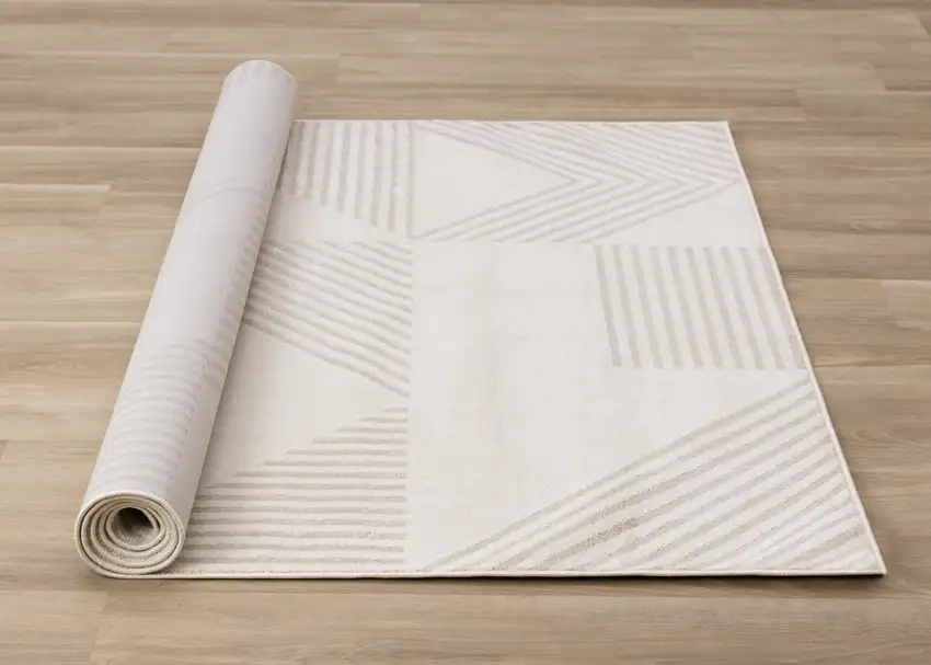 Cream And Beige Geometric Area Rug Photo 8