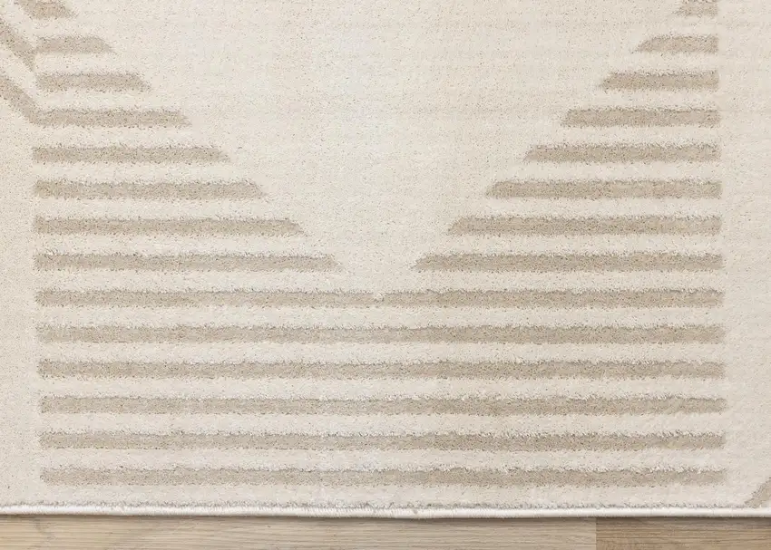 Cream And Beige Geometric Area Rug Photo 9