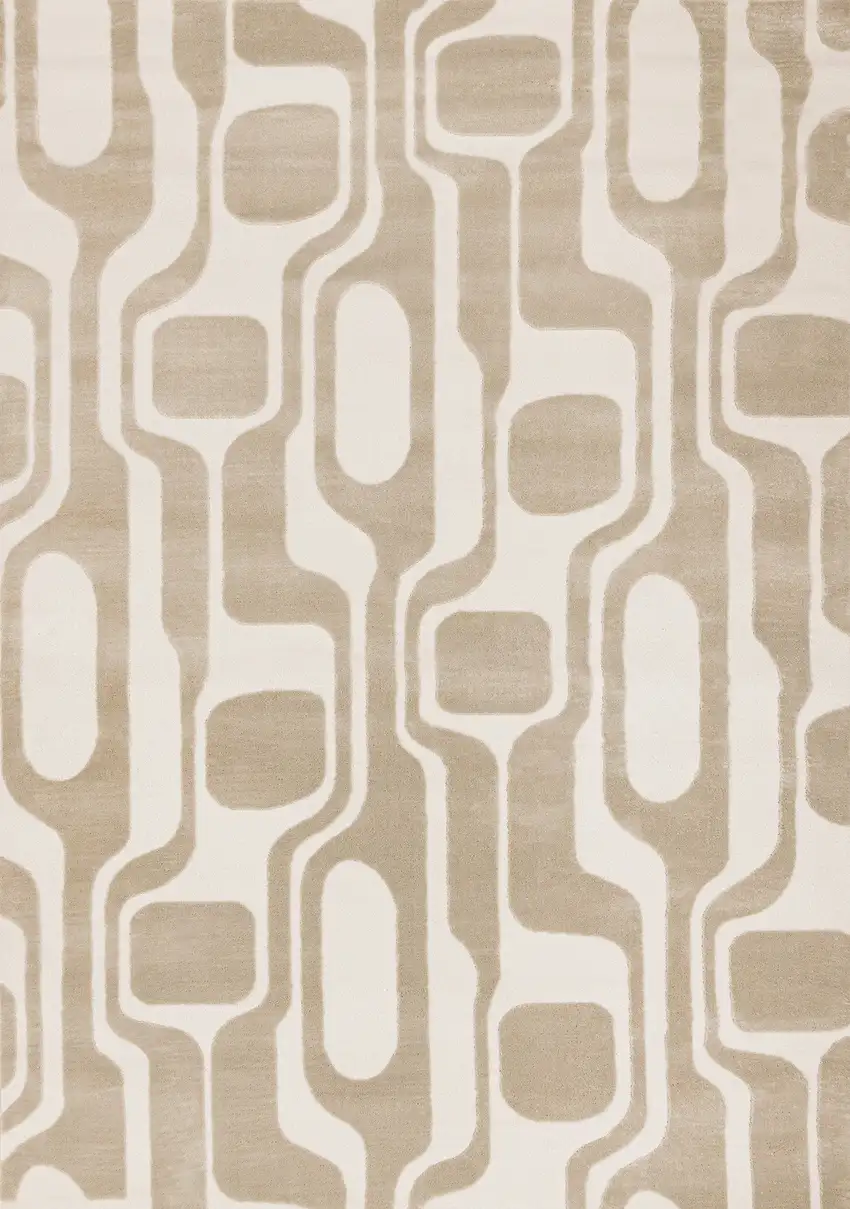 Cream And Beige Geometric Area Rug Photo 2