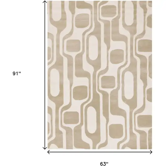 Cream And Beige Geometric Area Rug Photo 3