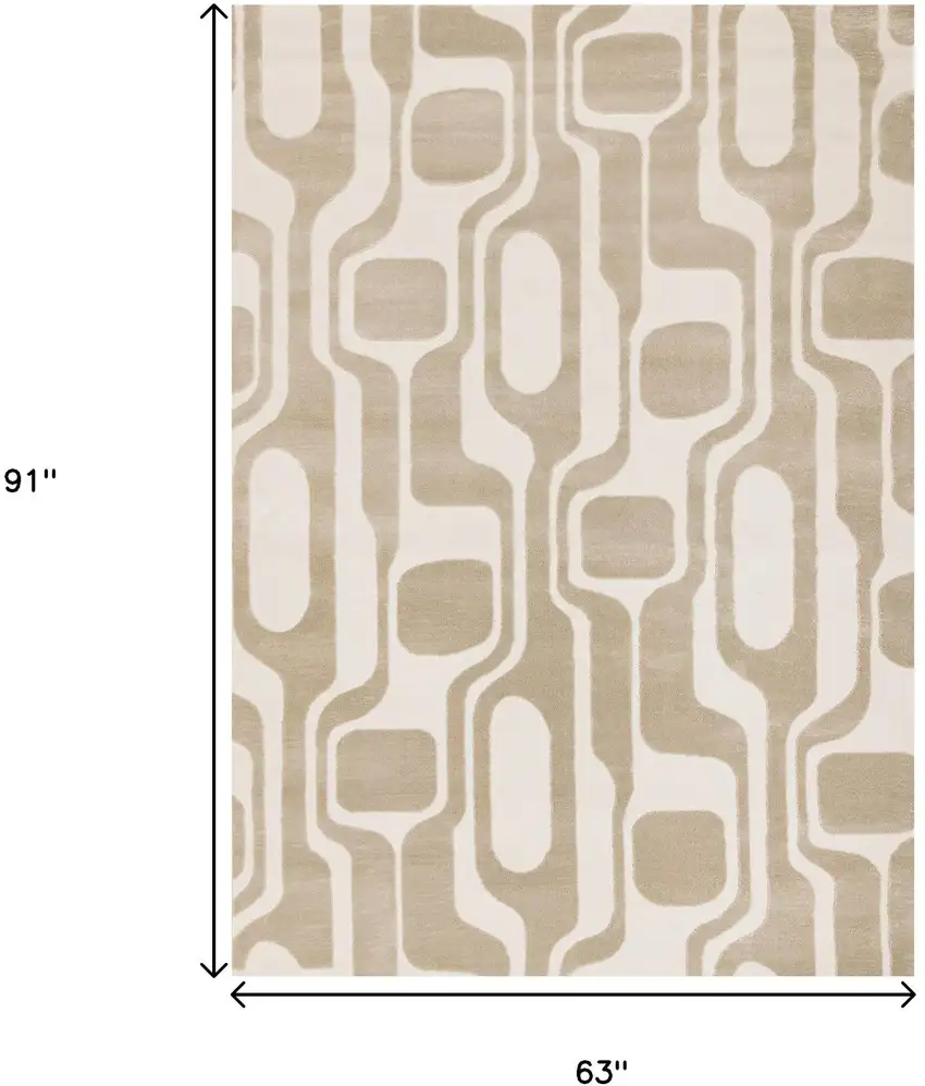 Cream And Beige Geometric Area Rug Photo 3