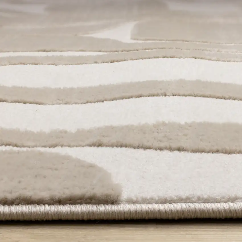 Cream And Beige Geometric Area Rug Photo 8