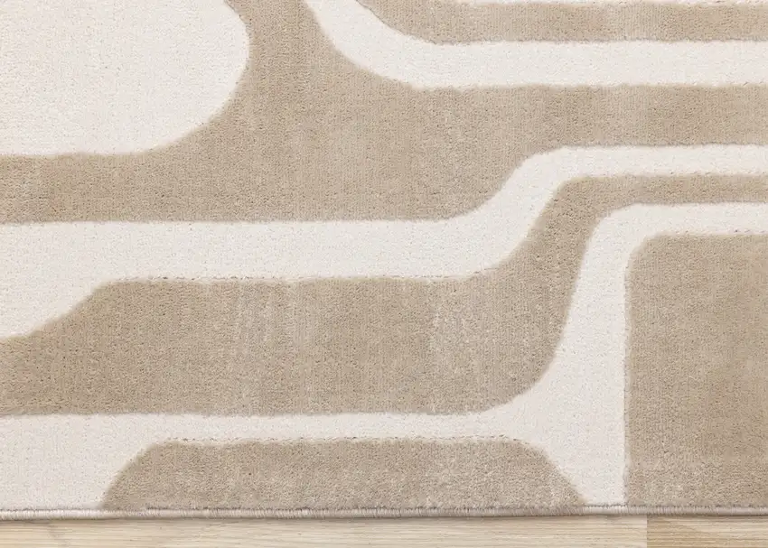 Cream And Beige Geometric Area Rug Photo 7