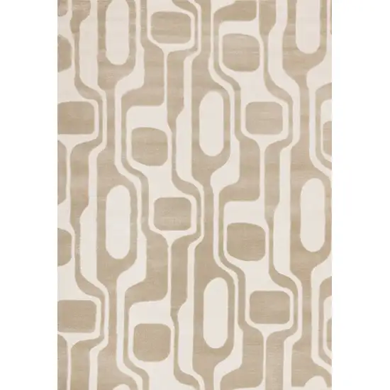 Cream And Beige Geometric Area Rug Photo 4