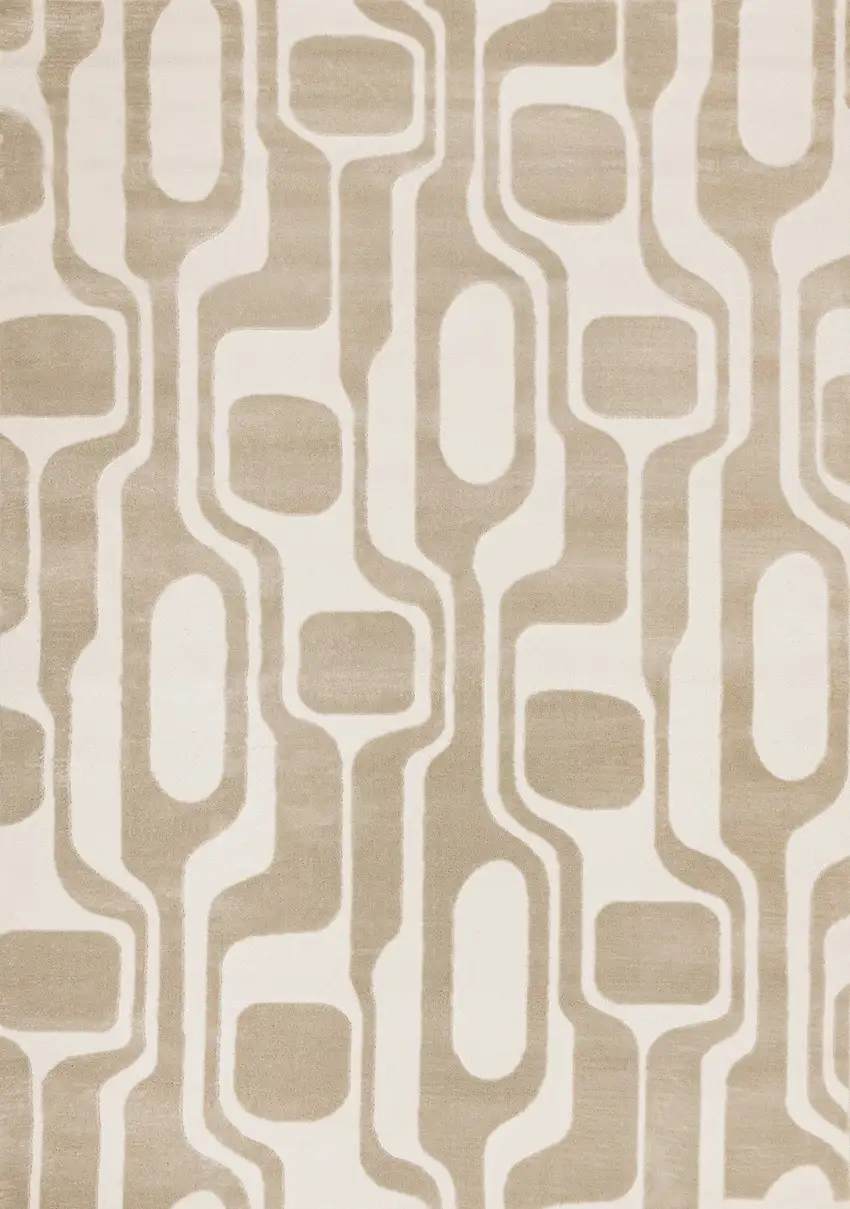 Cream And Beige Geometric Area Rug Photo 4