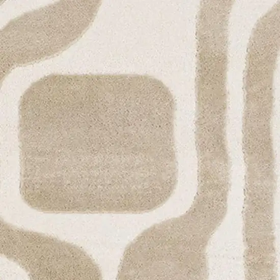 Cream And Beige Geometric Area Rug Photo 4