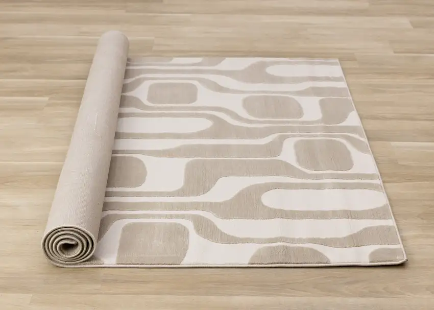 Cream And Beige Geometric Area Rug Photo 7