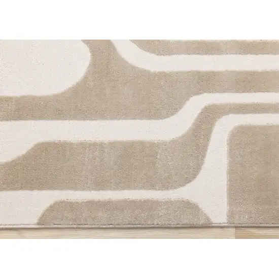 Cream And Beige Geometric Area Rug Photo 8