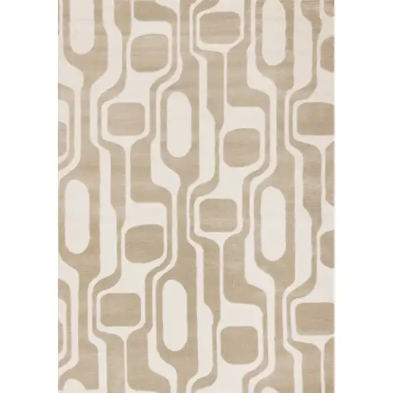 Cream And Beige Geometric Area Rug Photo 2