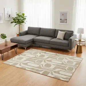 Photo of Cream And Beige Geometric Area Rug