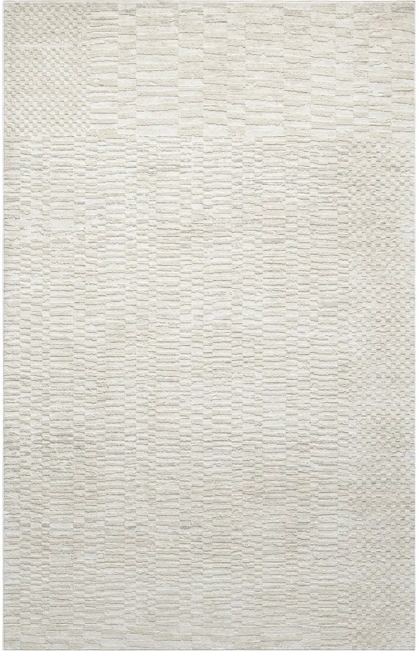 Cream And Beige Geometric Area Rug Photo 1