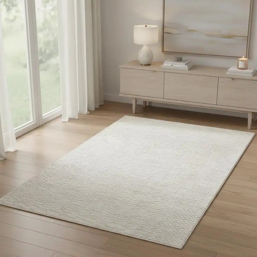 Cream And Beige Geometric Area Rug Photo 2