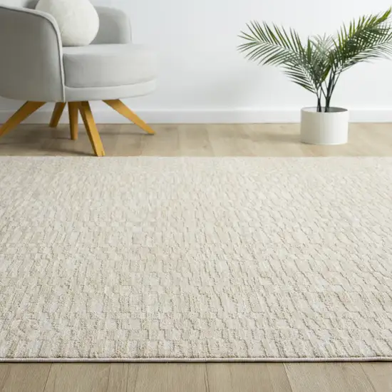 Cream And Beige Geometric Area Rug Photo 6