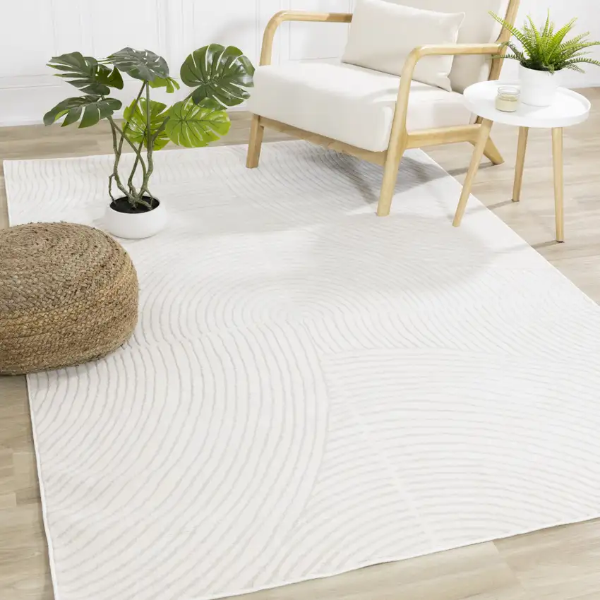 Cream And Beige Geometric Area Rug Photo 1