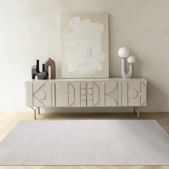 Cream And Beige Geometric Area Rug Photo 3