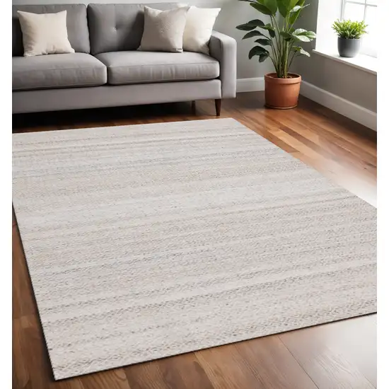 Cream And Beige Geometric Hand Woven Area Rug Photo 1