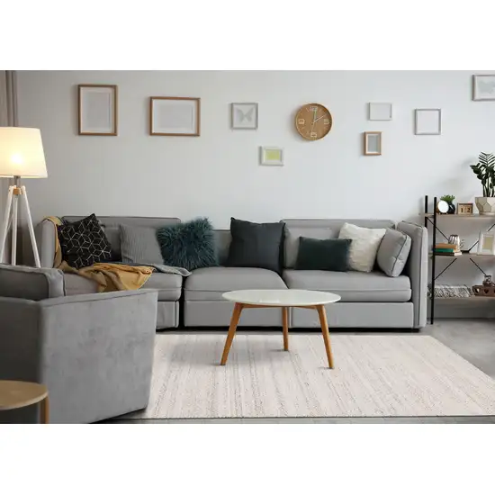 Cream And Beige Geometric Hand Woven Area Rug Photo 7