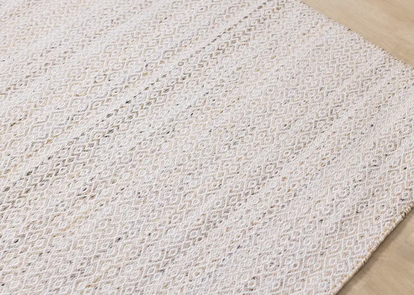 Cream And Beige Geometric Hand Woven Area Rug Photo 8