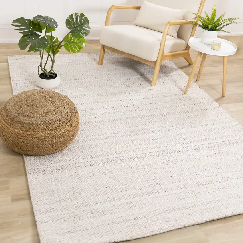 Cream And Beige Geometric Hand Woven Area Rug Photo 6