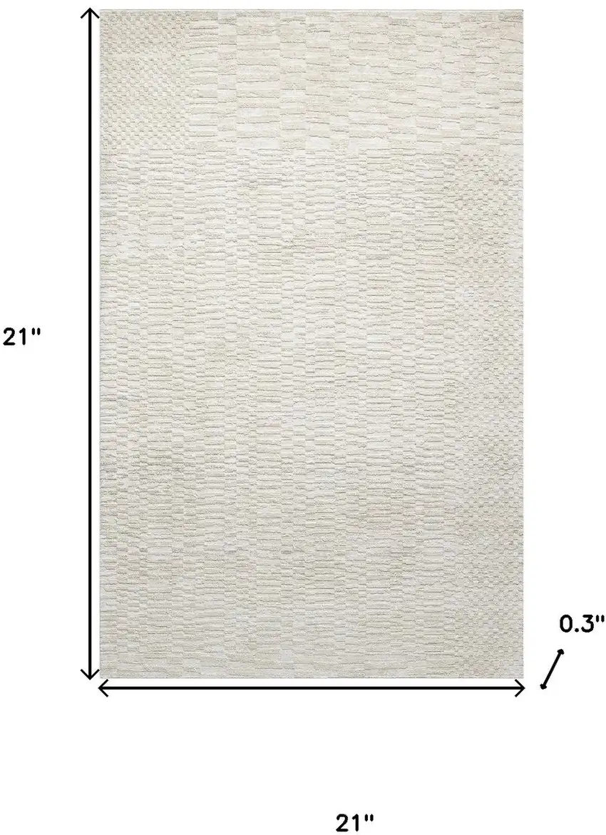 Cream And Beige Geometric Square Rug Photo 3