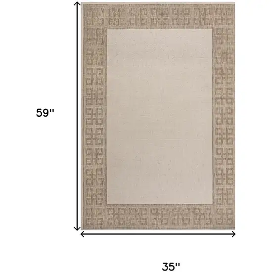 Cream And Beige Indoor Outdoor Area Rug Photo 5