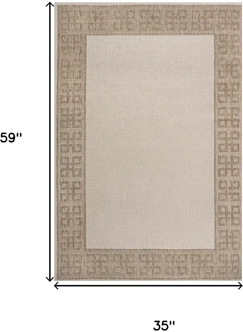 Cream And Beige Indoor Outdoor Area Rug Photo 5