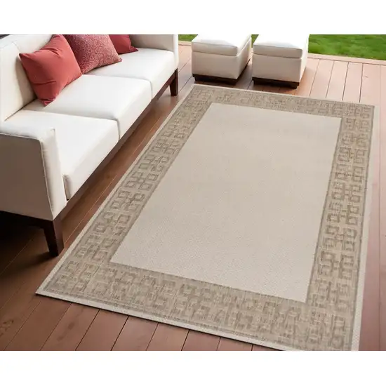 Cream And Beige Indoor Outdoor Area Rug Photo 1