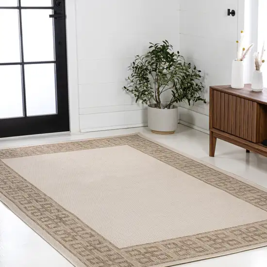 Cream And Beige Indoor Outdoor Area Rug Photo 8