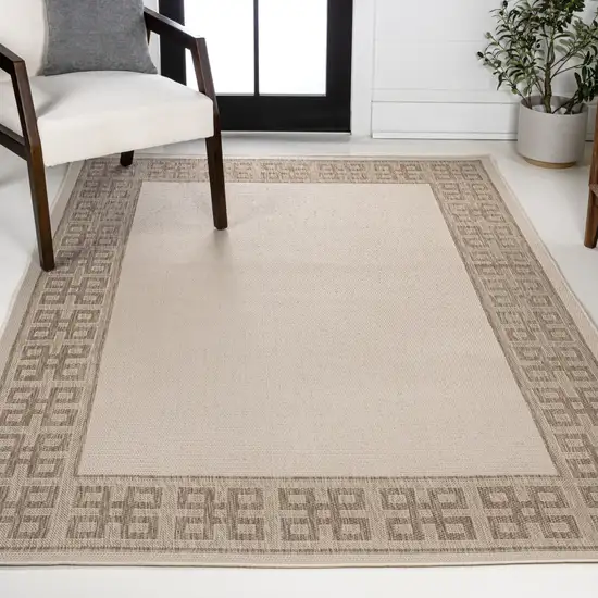 Cream And Beige Indoor Outdoor Area Rug Photo 7