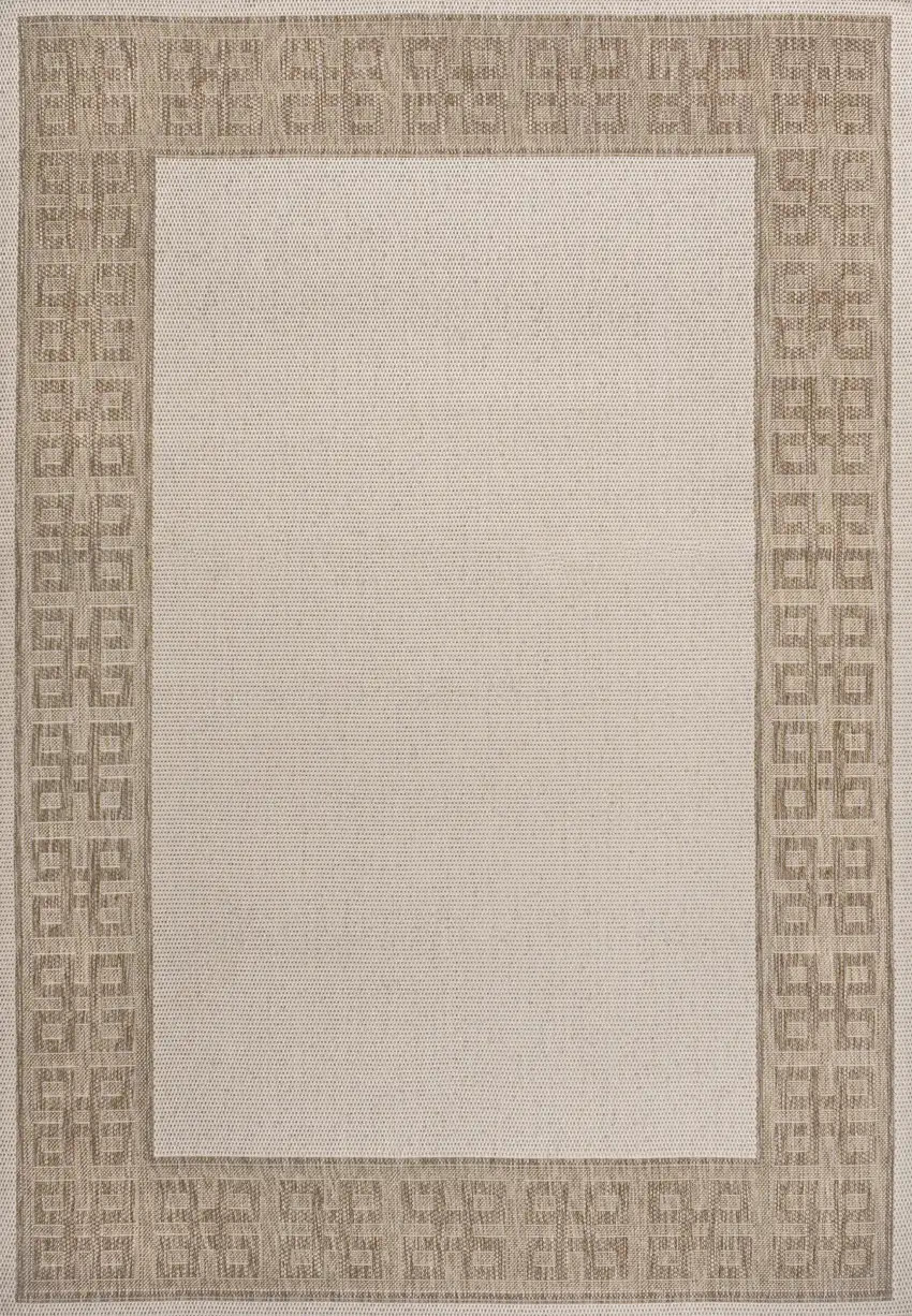 Cream And Beige Indoor Outdoor Area Rug Photo 1