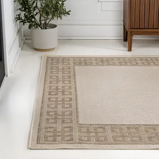 Cream And Beige Indoor Outdoor Area Rug Photo 6